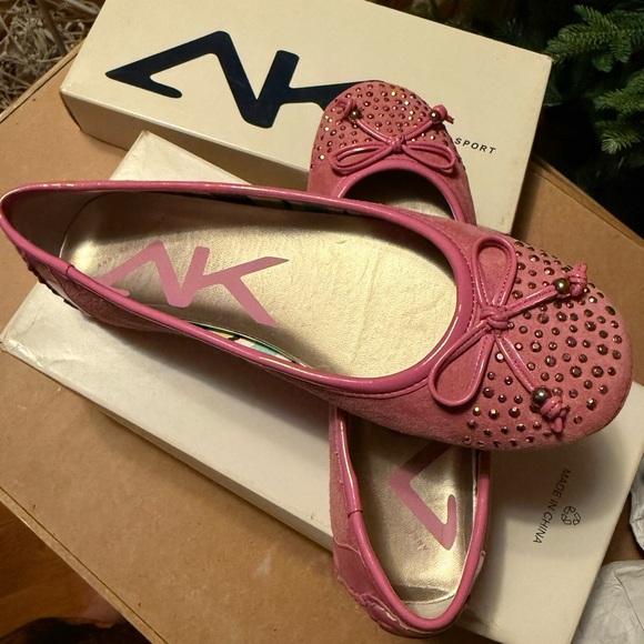 Sporty Studded Pink Flats - Picture 1 of 8